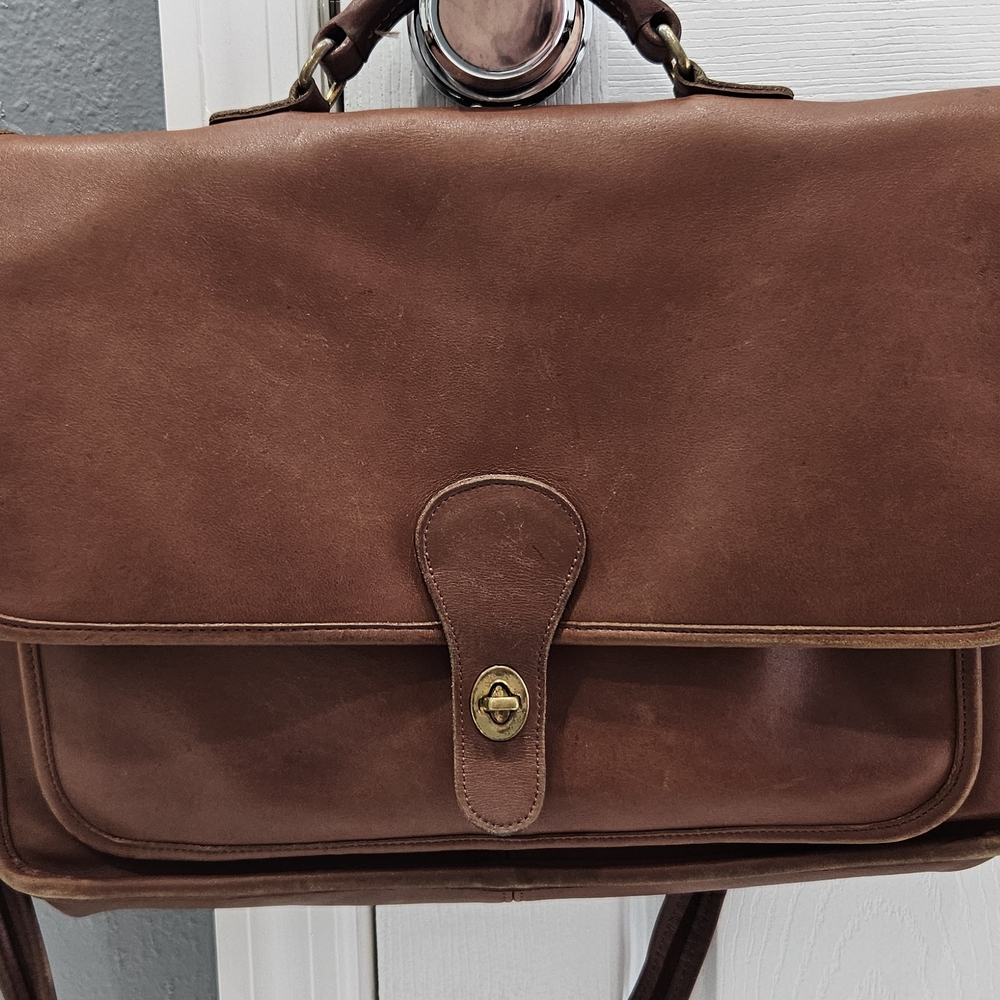 Vintage Coach Metropolitan Tan Leather Messenger Laptop Briefcase
